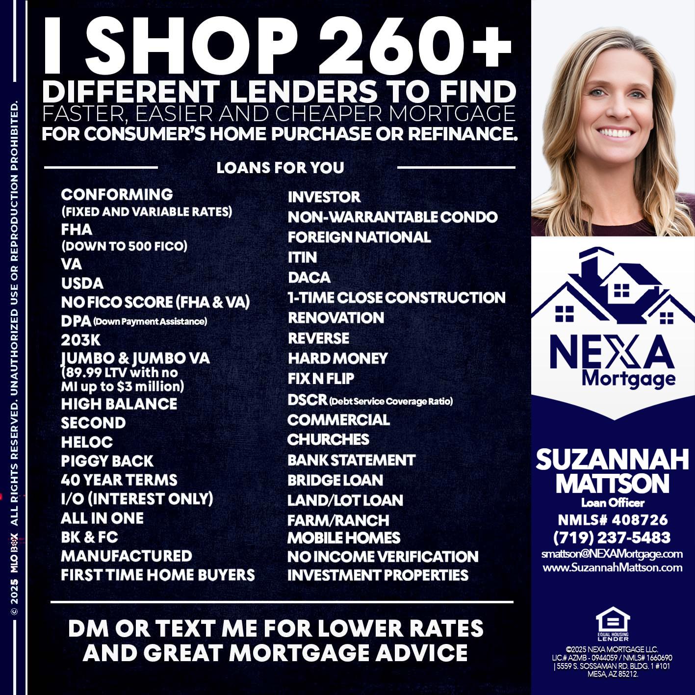 I SHOP +260 - Suzannah Mattson -Brokering Loan Officer
