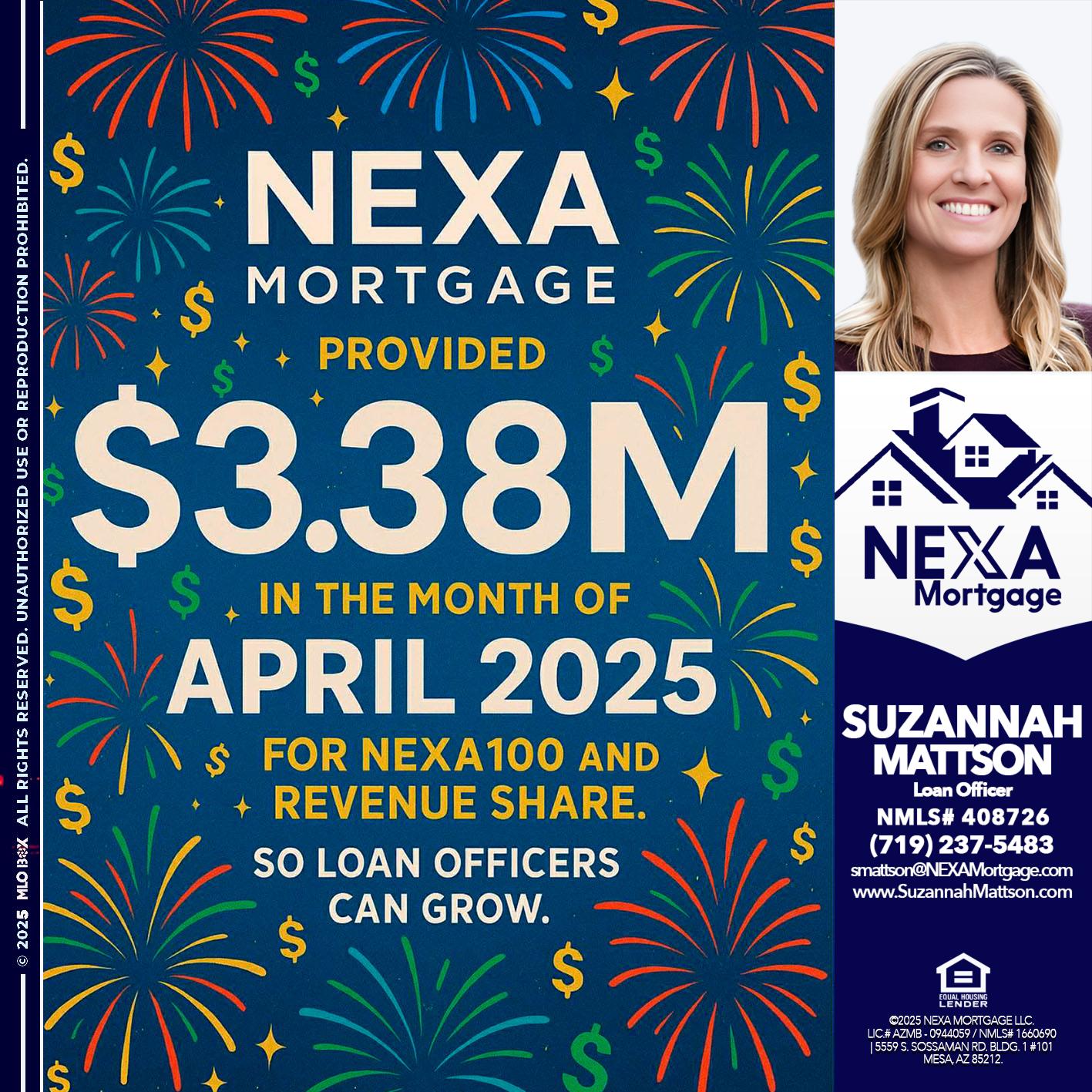 $3.38M - Suzannah Mattson -Brokering Loan Officer