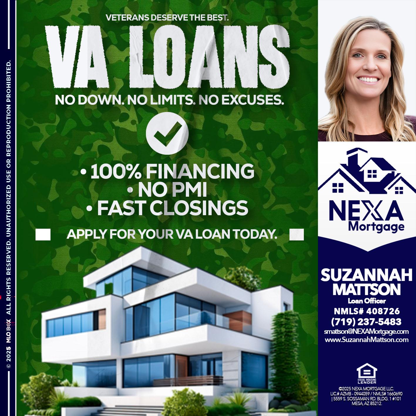 VA LOANS - Suzannah Mattson -Brokering Loan Officer