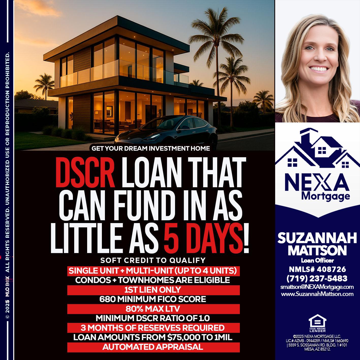 DSCR LOAN - Suzannah Mattson -Brokering Loan Officer