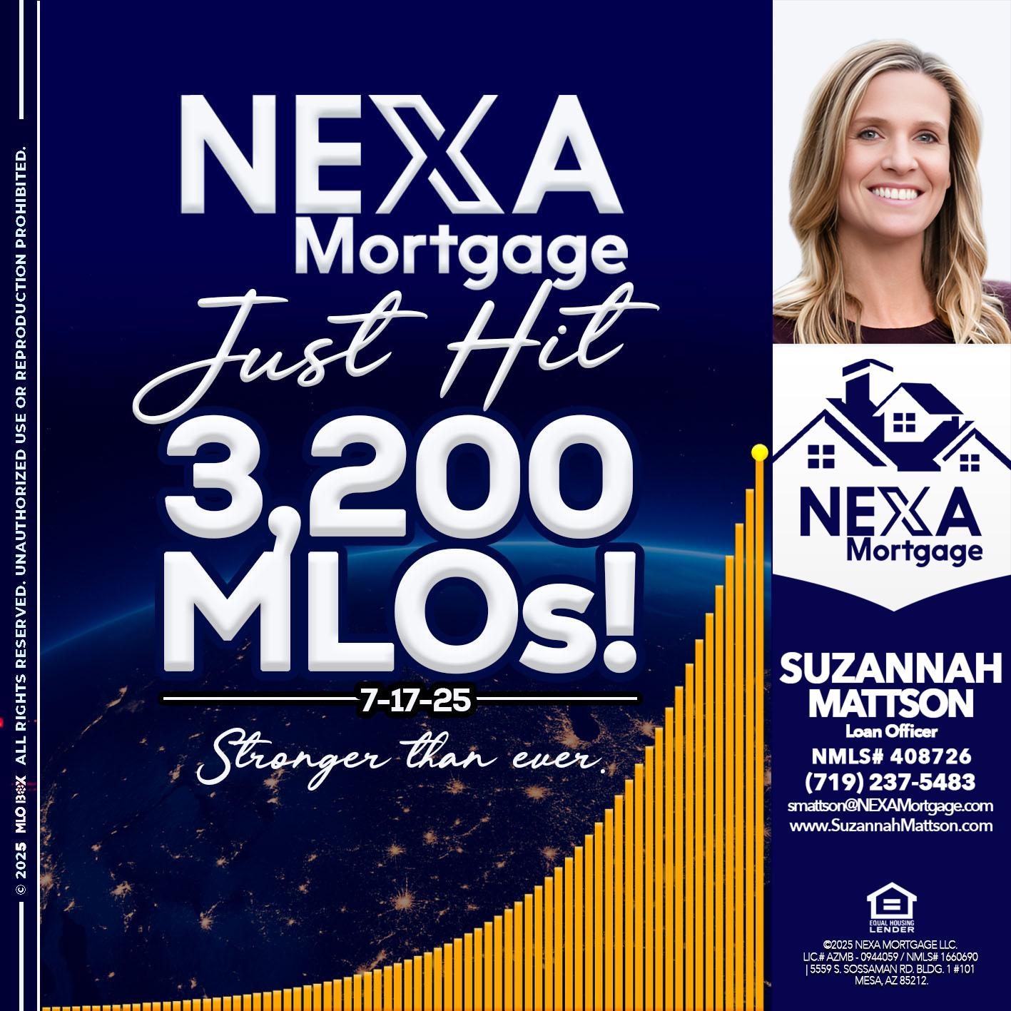 JUST HIT 3,200 MLOs - Suzannah Mattson -Brokering Loan Officer