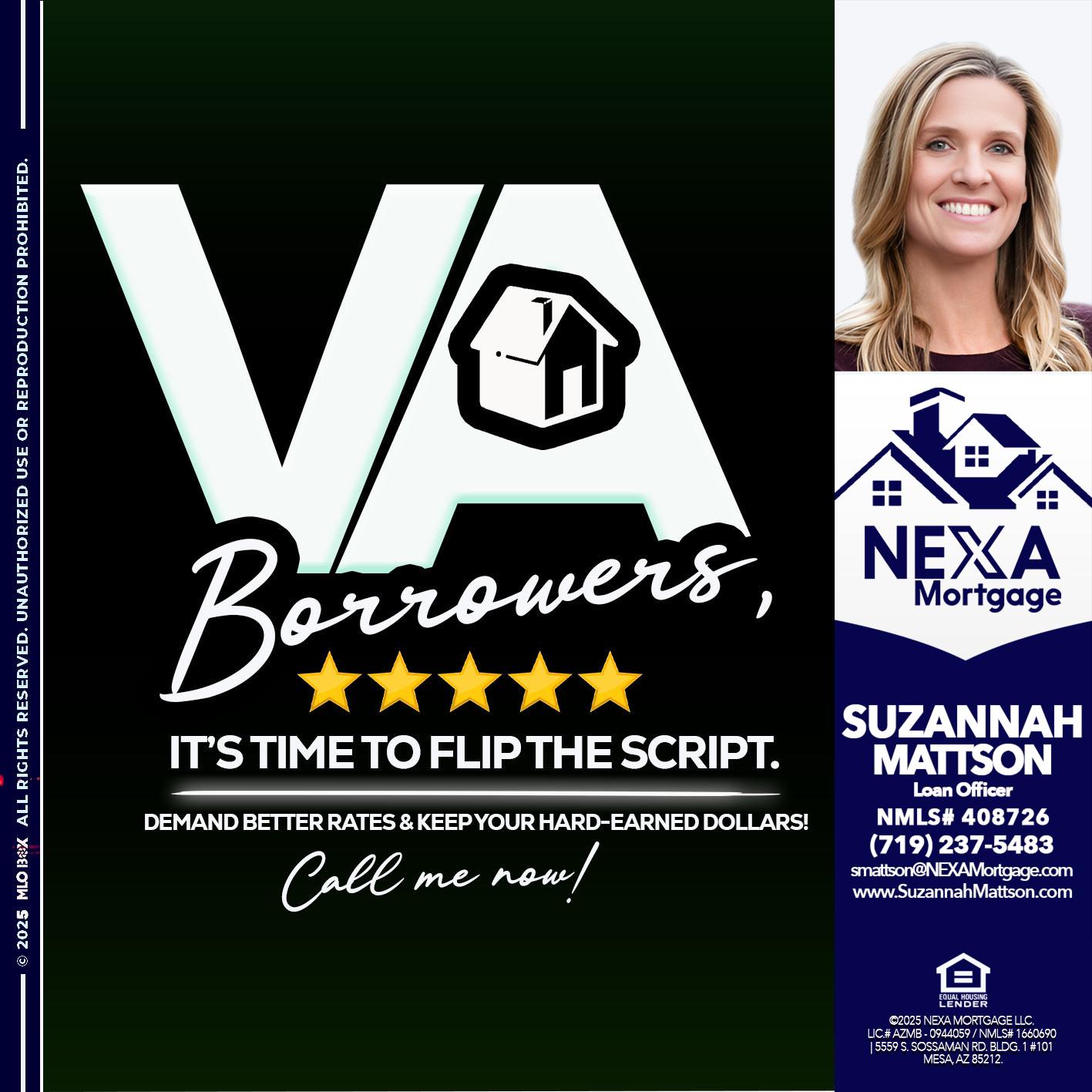 VA BORROWERS - Suzannah Mattson -Brokering Loan Officer