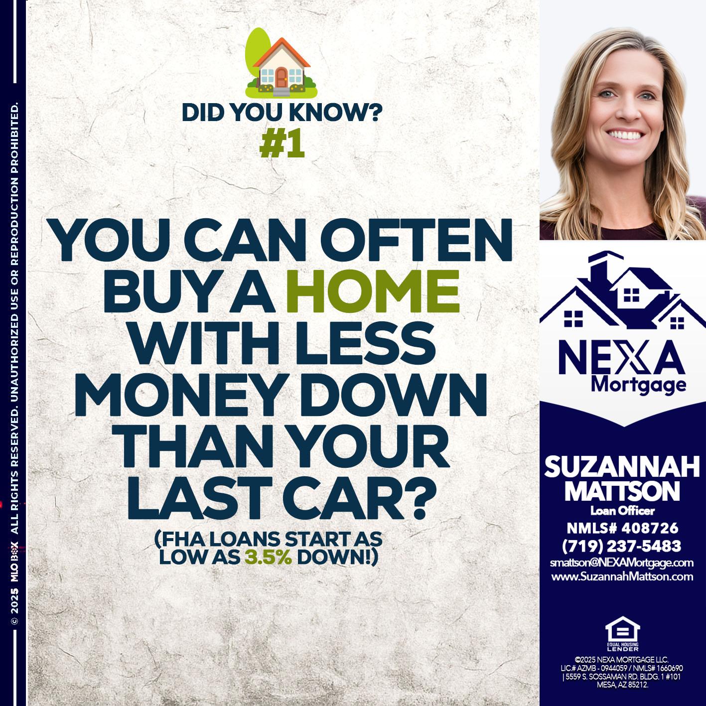 DID YOU KNOW #1 - Suzannah Mattson -Brokering Loan Officer