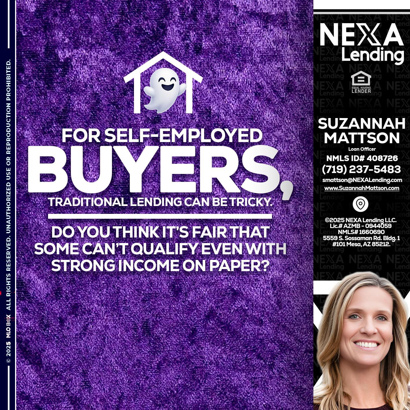 for self employed - Suzannah Mattson -Brokering Loan Officer