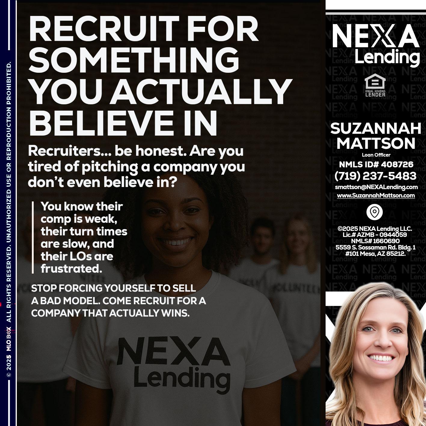 RECRUITING - Suzannah Mattson -Brokering Loan Officer