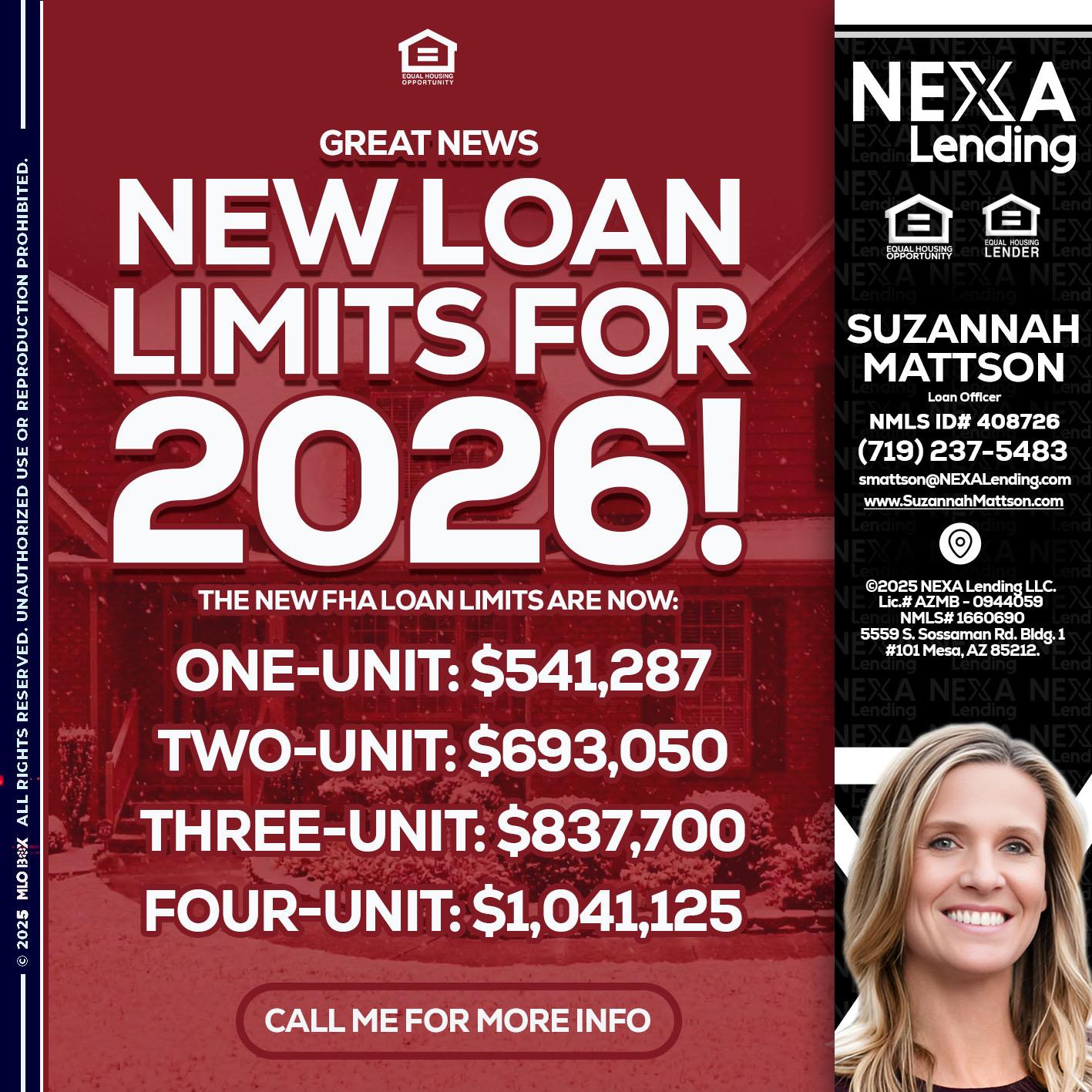 loan limits - Suzannah Mattson -Brokering Loan Officer