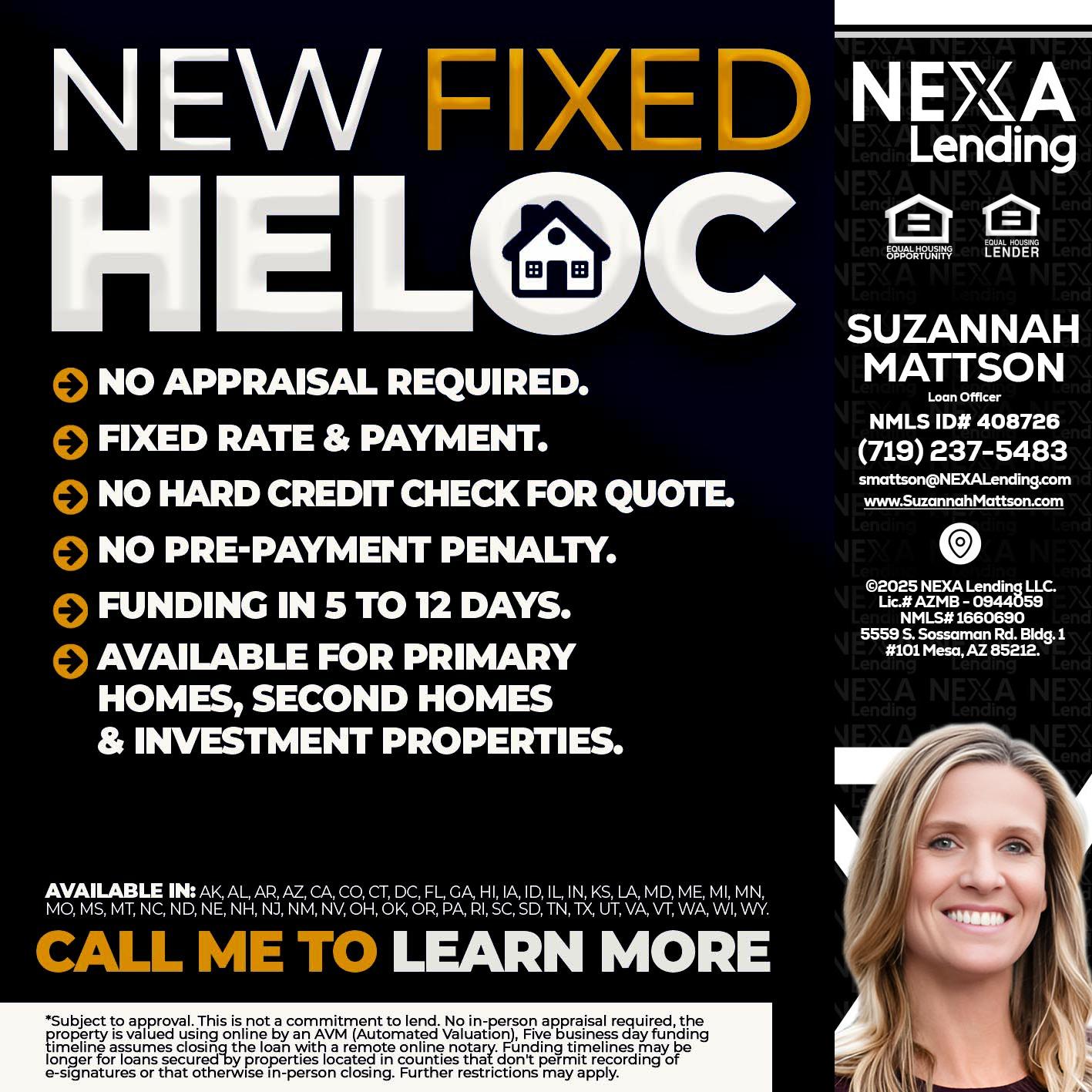 HELOC - Suzannah Mattson -Brokering Loan Officer