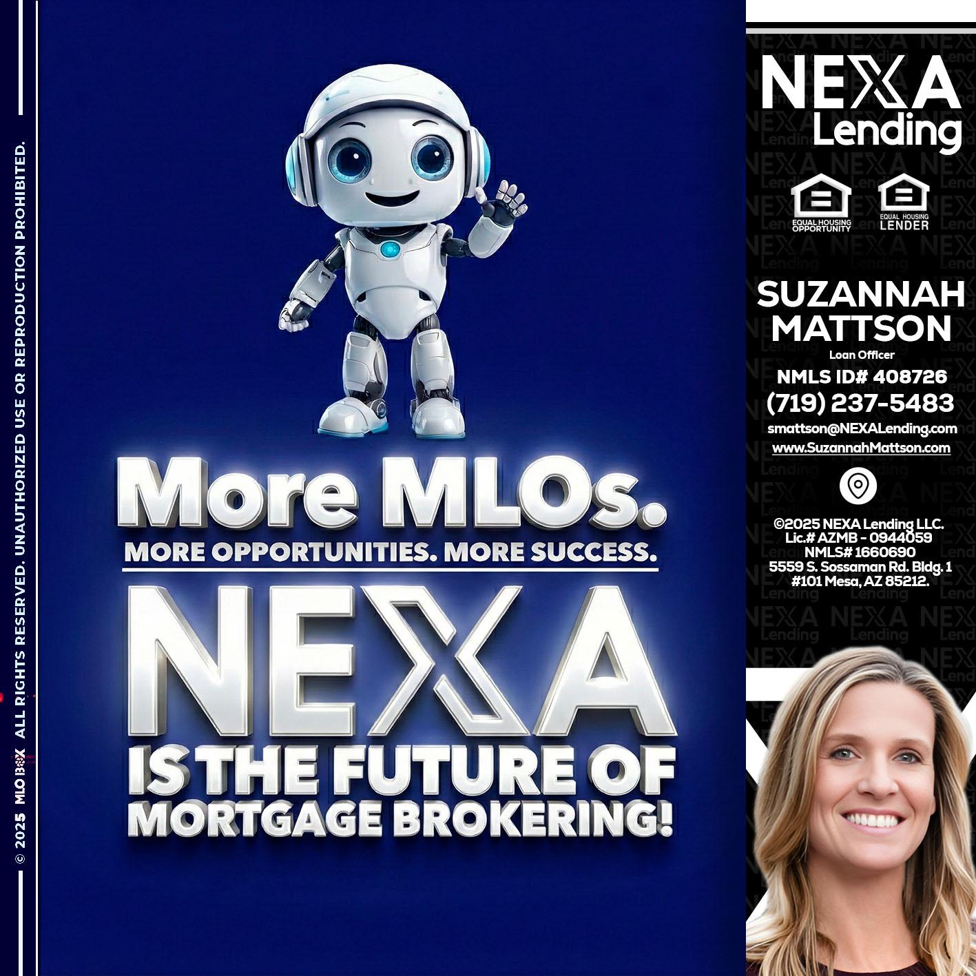 MORE MLOs - Suzannah Mattson -Brokering Loan Officer