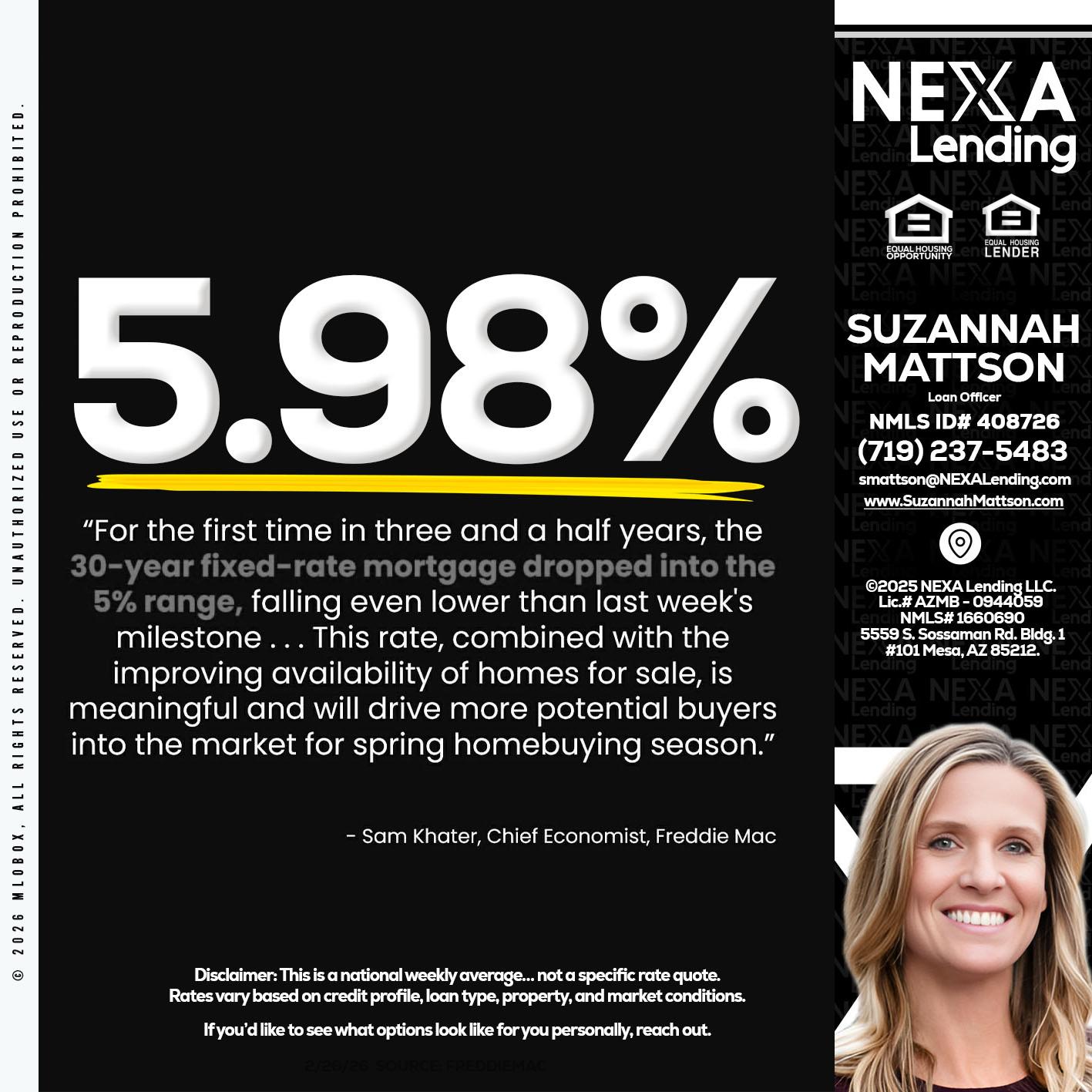 5.98% - Suzannah Mattson -Brokering Loan Officer