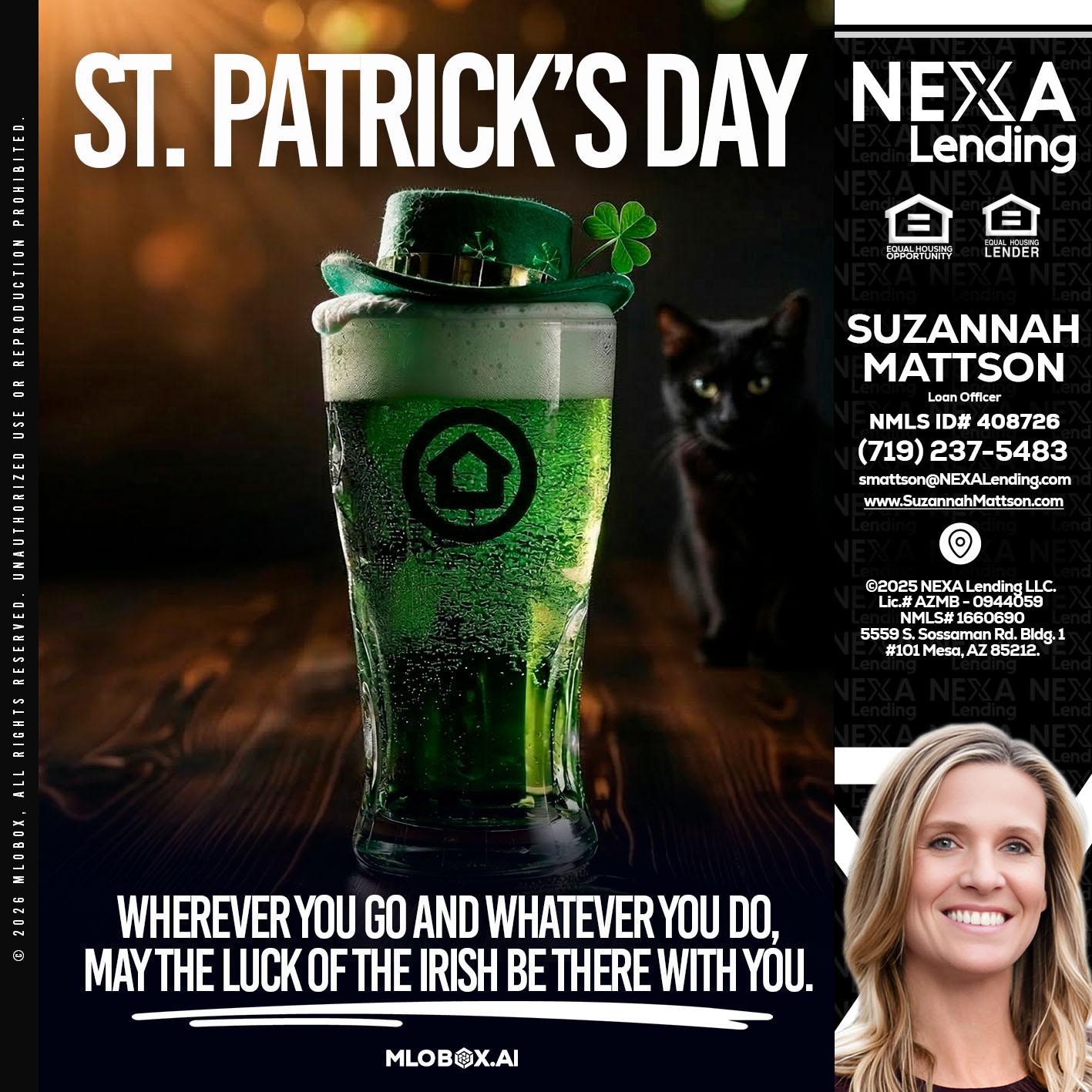 st. Patricks day - Suzannah Mattson -Brokering Loan Officer
