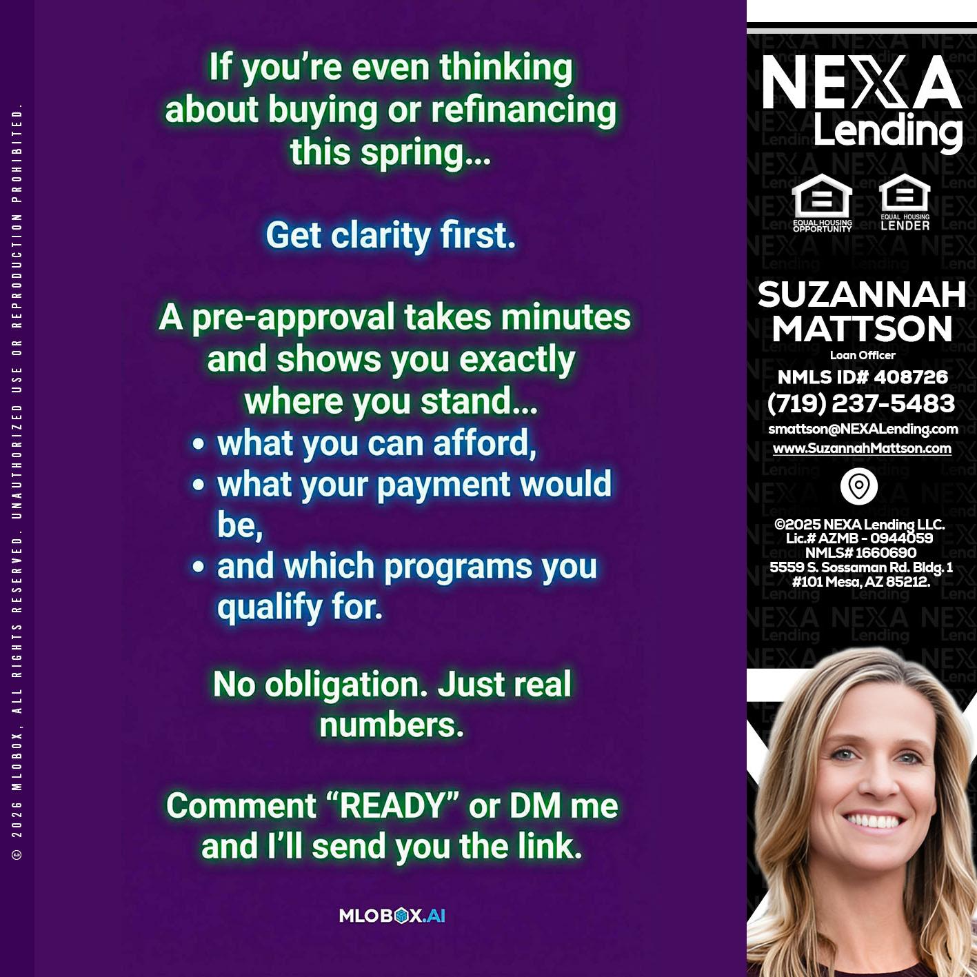 IF YOU THINKING - Suzannah Mattson -Brokering Loan Officer