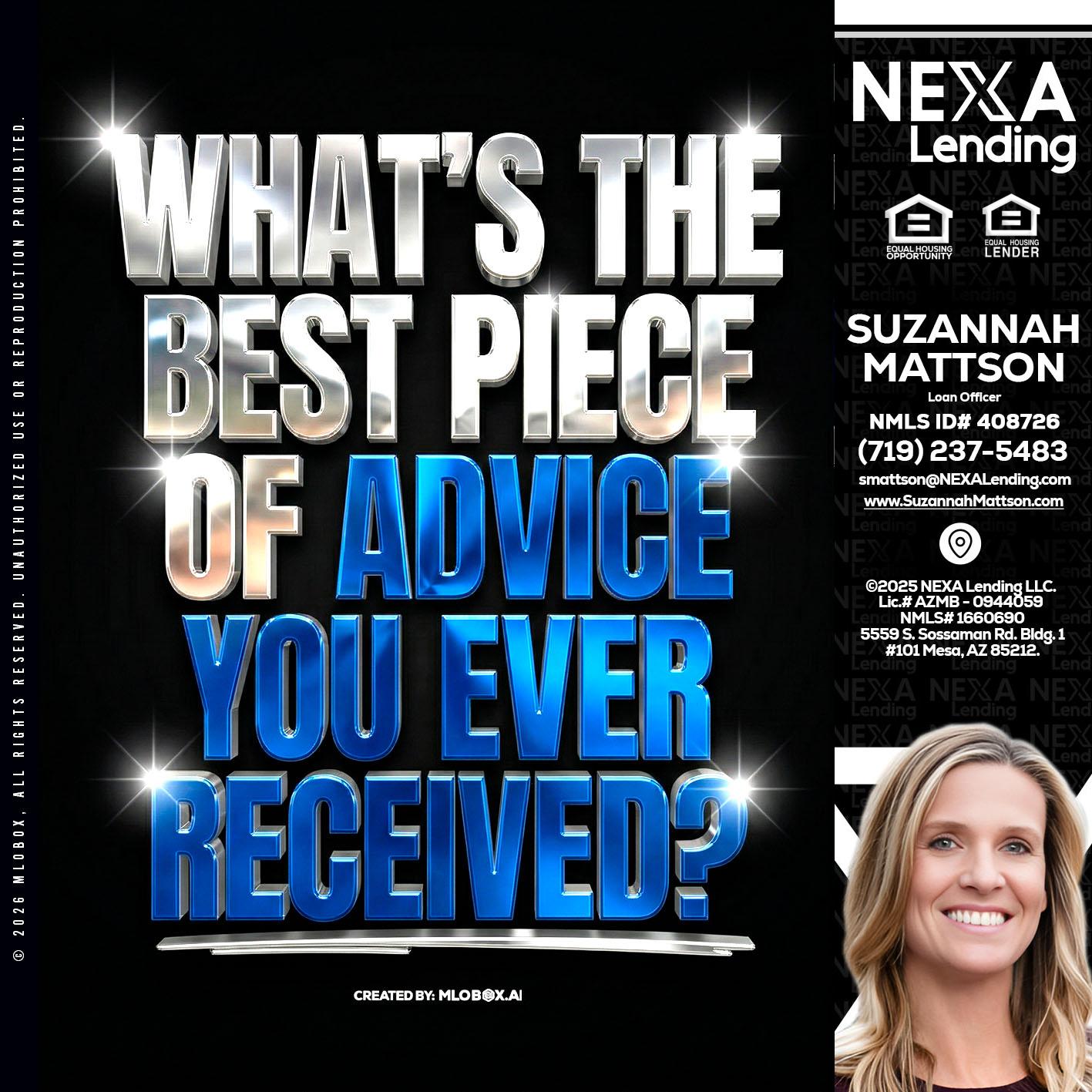 WHATS THE BEST - Suzannah Mattson -Brokering Loan Officer