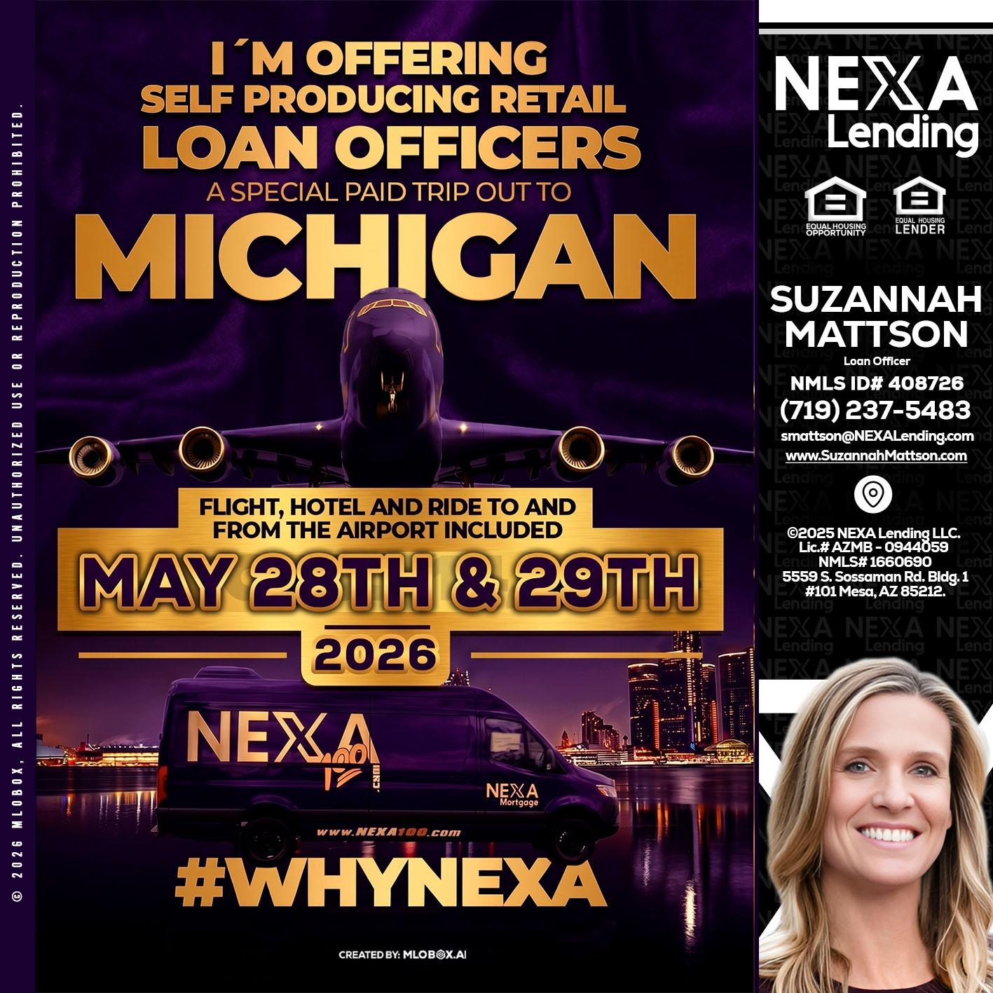 MICHIGAN - Suzannah Mattson -Brokering Loan Officer