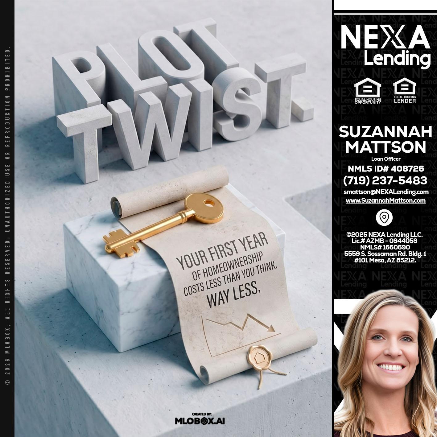 PLOT TWIST - Suzannah Mattson -Brokering Loan Officer