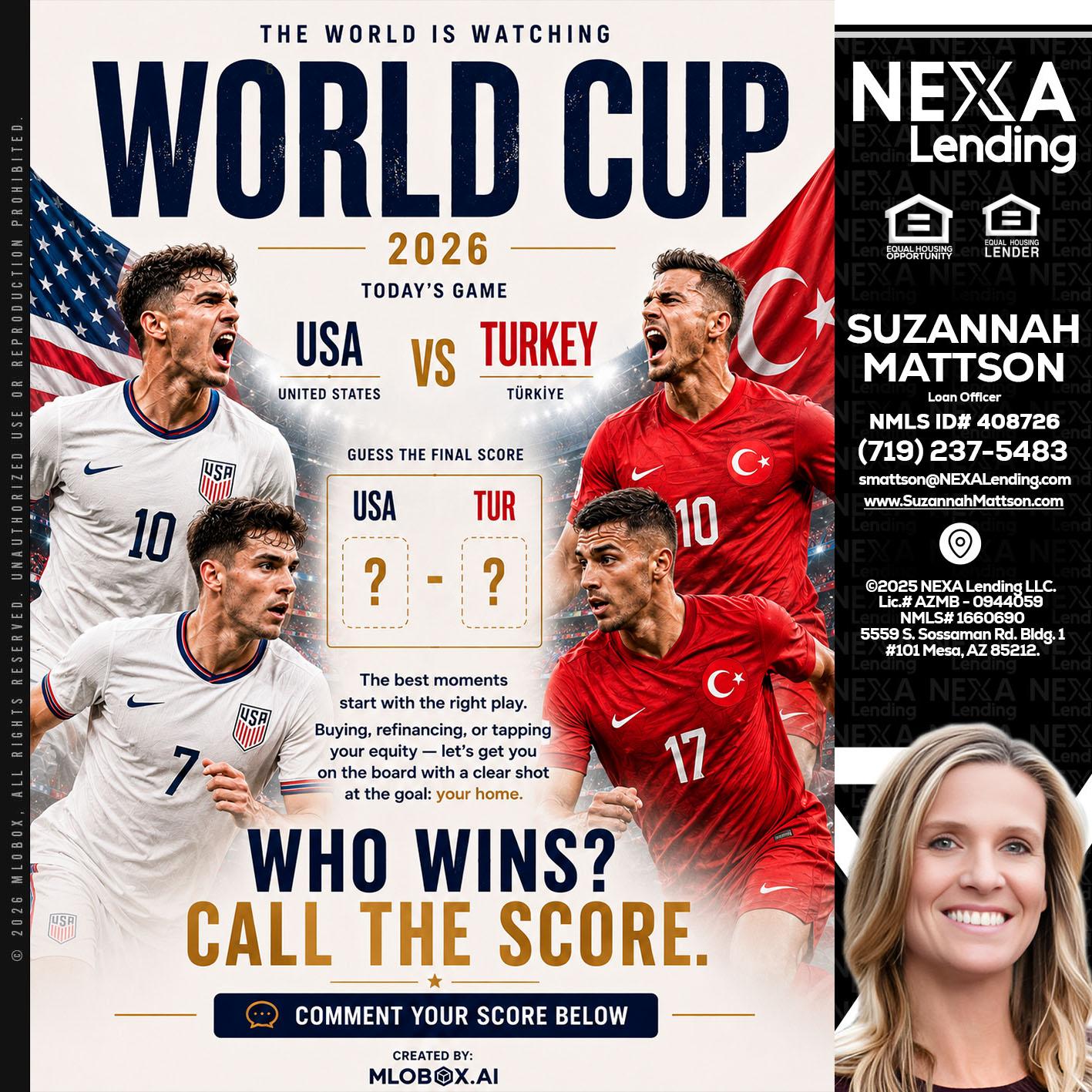 WORLD CUP 2026 - Suzannah Mattson -Brokering Loan Officer