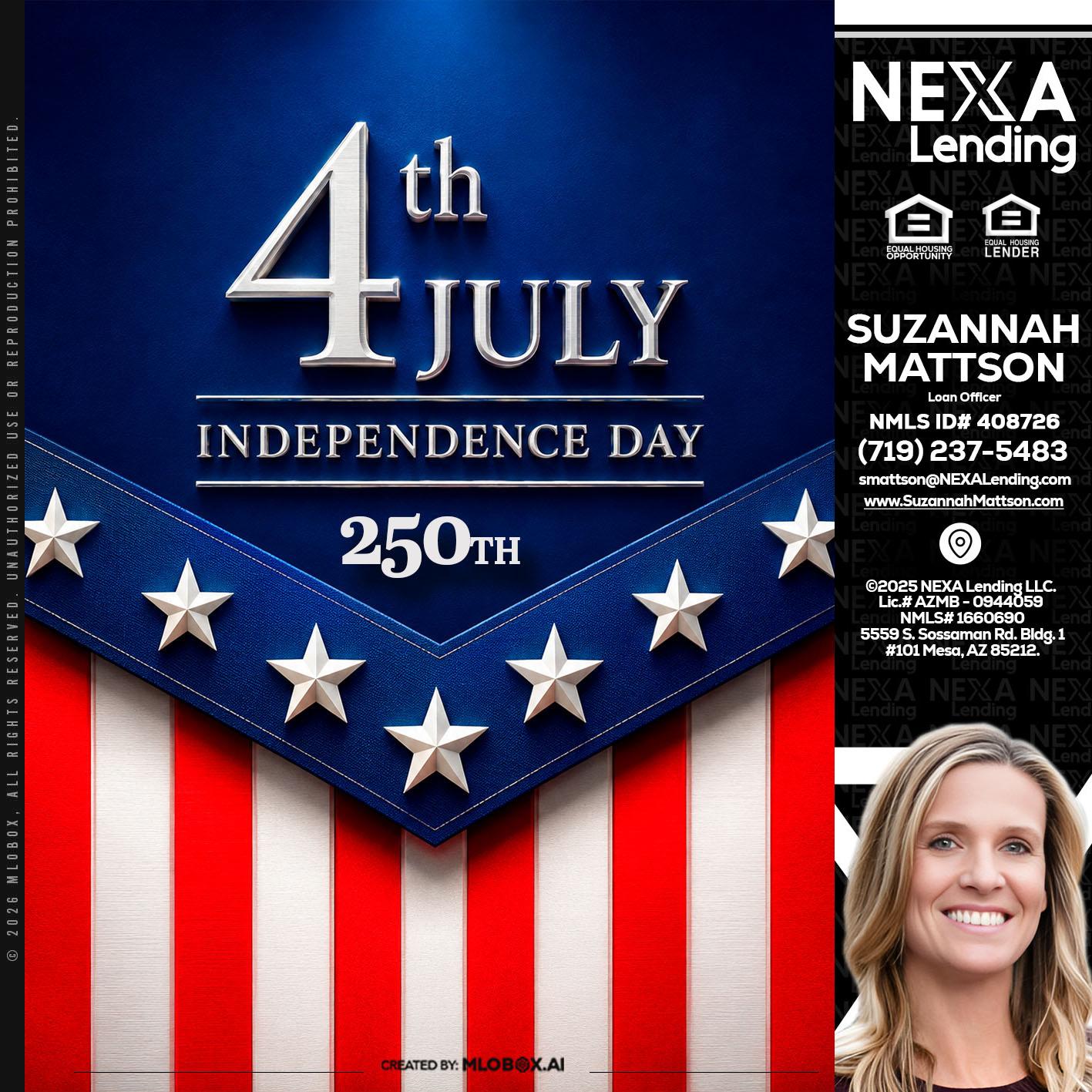 4th of july - Suzannah Mattson -Brokering Loan Officer