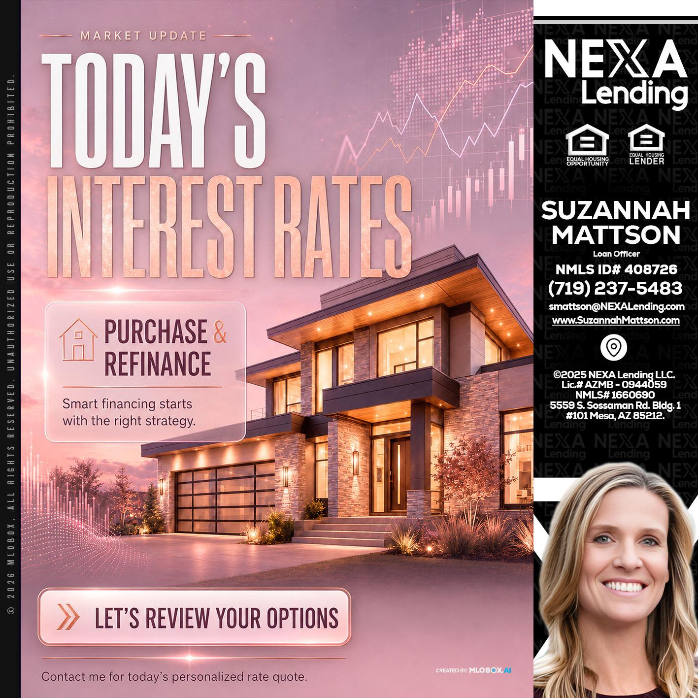 todays interest rates - Suzannah Mattson -Brokering Loan Officer